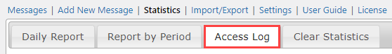 Access log tab - Disclaimer Plugin WordPress