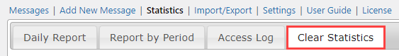 Clear statistics tab - WordPress Disclaimer Page Plugin