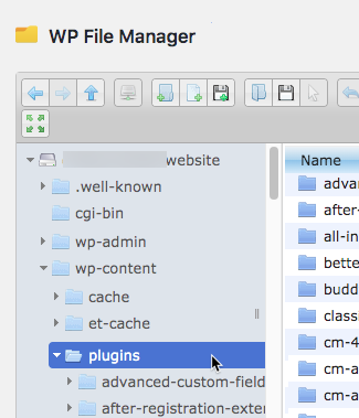 Navigation to the 'plugins' directory - WordPress Plugin for Online Courses