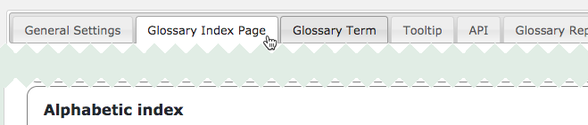 Glossary index page settings - Wiki for WordPress