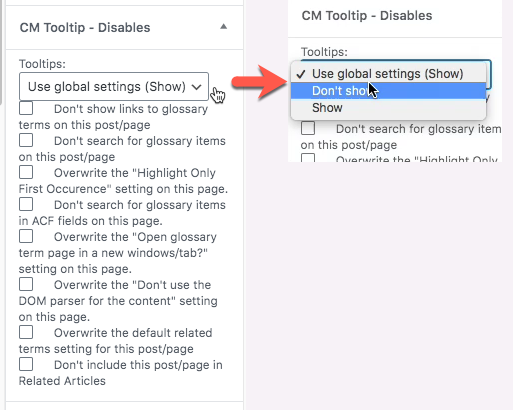 Overriding global settings - Wiki for WordPress