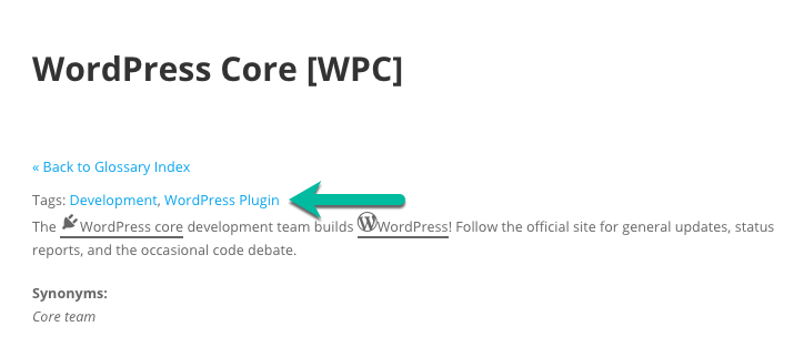 Tags on the term page - WordPress as a Wiki