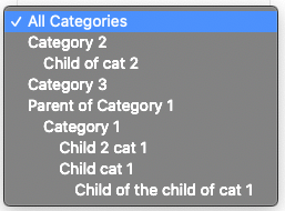 Displaying categories as a dropdown - Tooltip Plugin WordPress