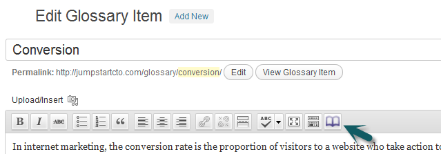 Glossary exclude button - Tooltip Plugin WordPress