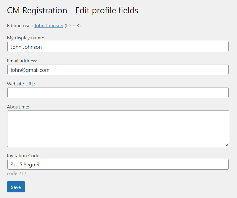 Editing profile fields on the back-end - User Registration WordPress