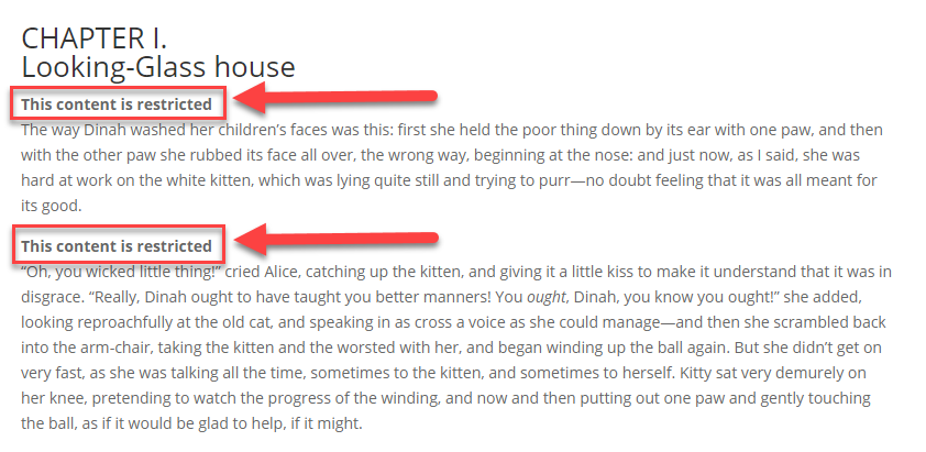Restricting specific parts of the content - Content Control WordPress