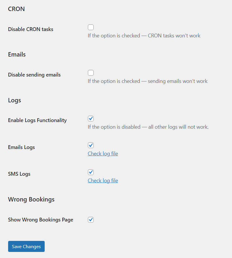 Debug settings - Event Booking Calendar WordPress Plugin