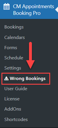 Wrong Bookings page - WordPress Calendar Booking Plugin