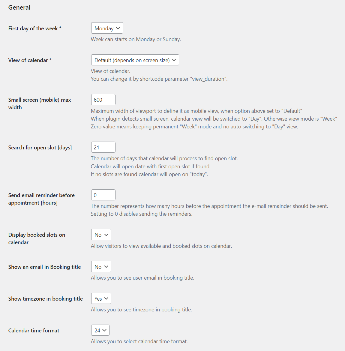 General settings - Best WordPress Scheduling Plugin