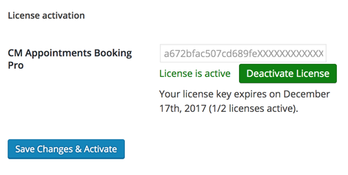 Activating the license key - Event Booking Calendar WordPress Plugin