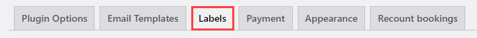 Labels tab - WordPress Calendar Booking Plugin