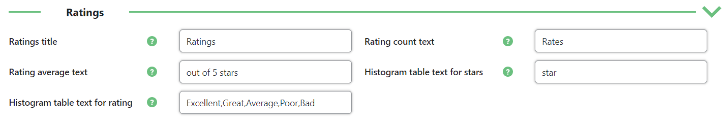 Ratings labels - WordPress Testimonials Manager Plugin