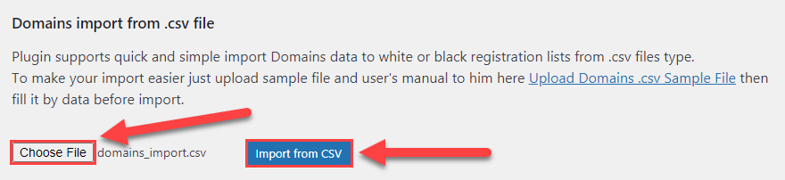 Uploading the CSV file - WordPress Email Blacklist Plugin