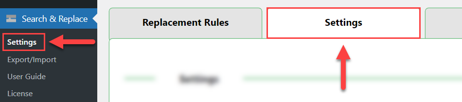 Plugin settings - WordPress Plugin Search and Replace