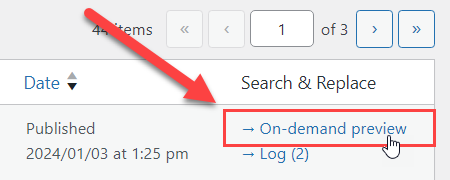 On-demand preview link - Mass Replace Text In WordPress