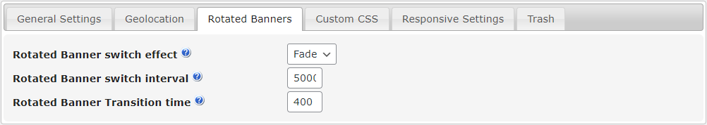 Rotated banners settings - WordPress Advertising Plugin