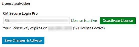 Activating the license - 2 Factor Authentication for WordPress