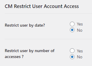 Restrict access settings for a specific user