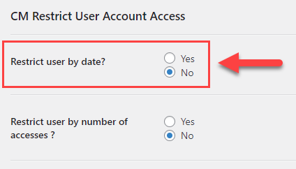 Enabling individual user date restrictions