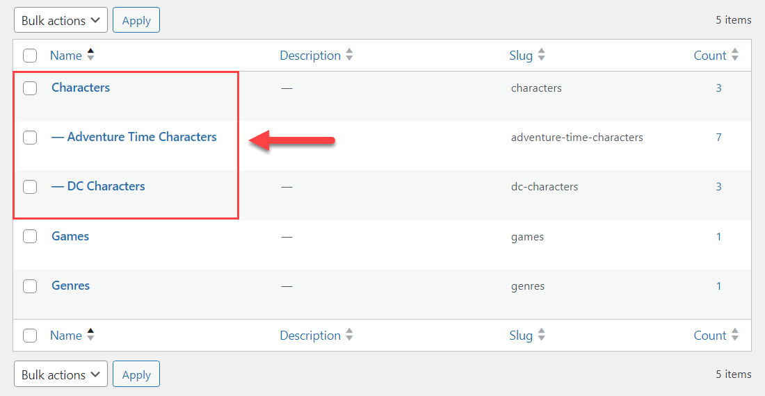 Parent and child categories - Tooltip WordPress Plugin