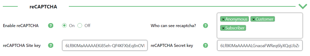 reCaptcha settings - Front End Post Submission WordPress Plugin