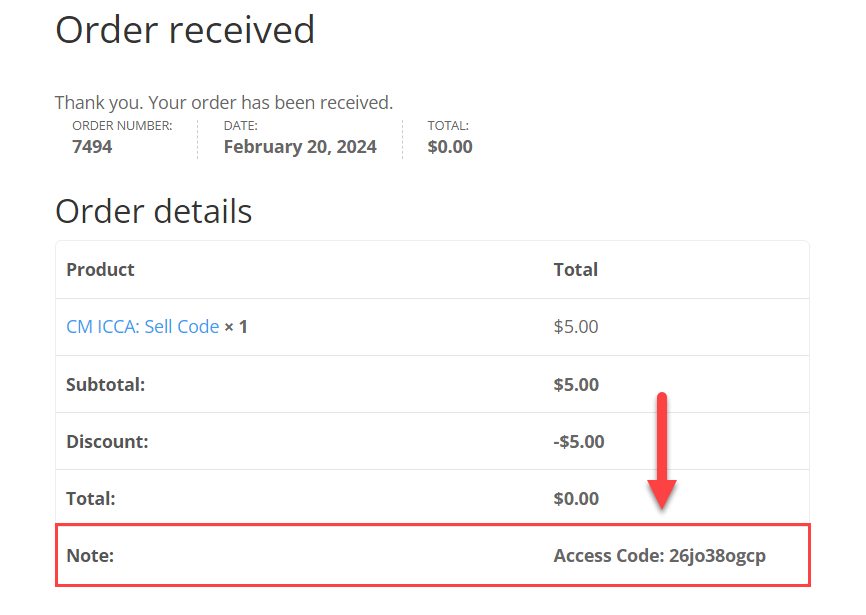 Displaying purchased code on the order details page - Private Content WordPress Plugin