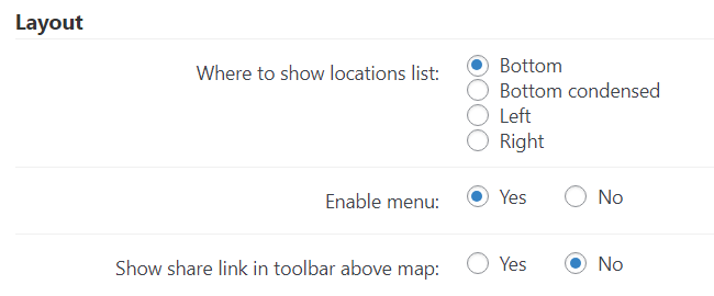 Layout settings - Google Maps WordPress Plugin