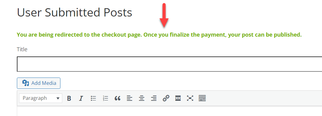 Redirecting to EDD checkout page - WordPress User Submitted Posts