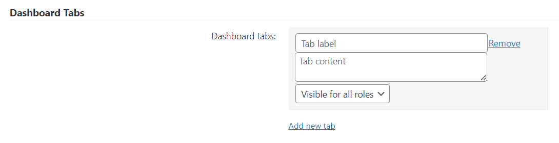 Editing dashboard tabs - WordPress Plugin User Registration