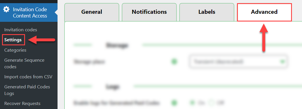 Advanced settings - invitation code registration for wordpress