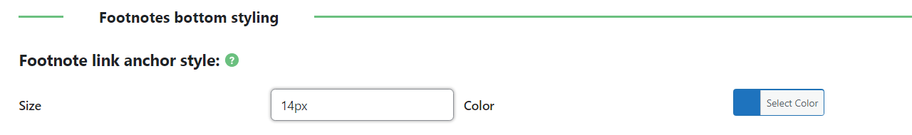 Footnote link anchor style settings - Footnotes In WordPress