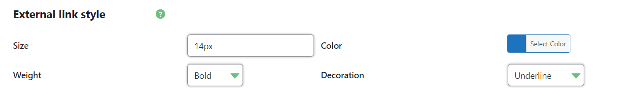 External link style settings - WordPress Citation Plugin