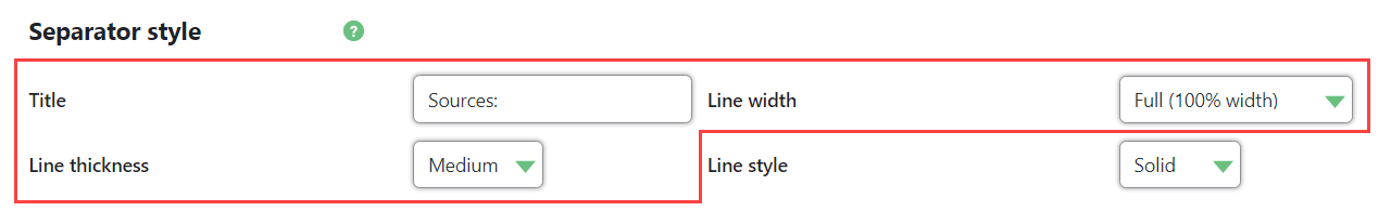 Separator style settings - WordPress Reference Plugin