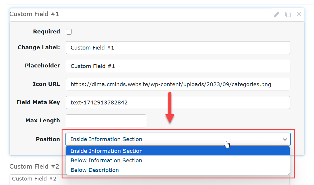 Choosing position - Business Directory Plugin WordPress