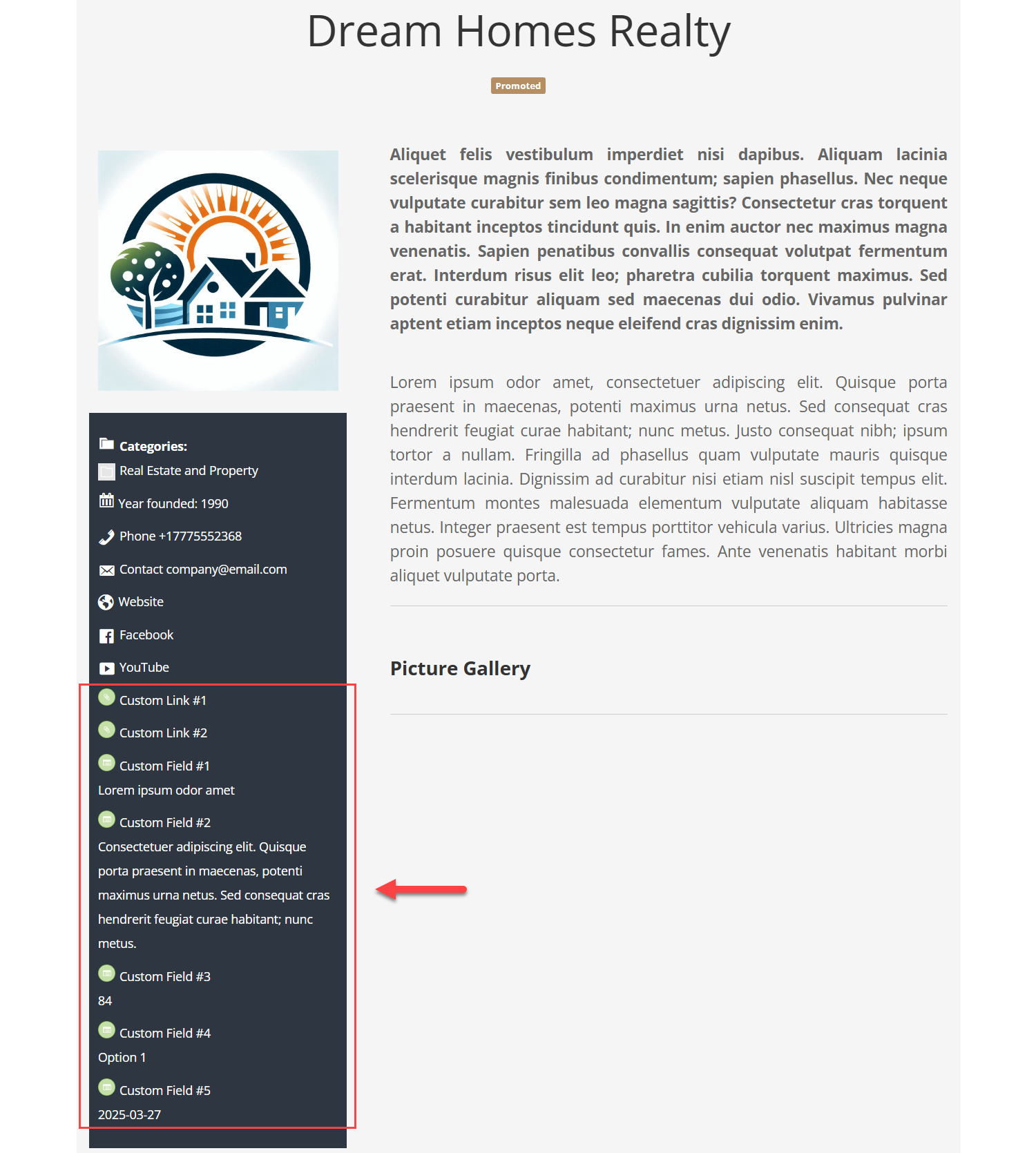 Front-end example - WordPress Directory Plugin