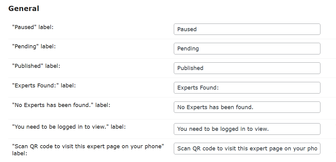 General labels - WP Member Directory Plugin