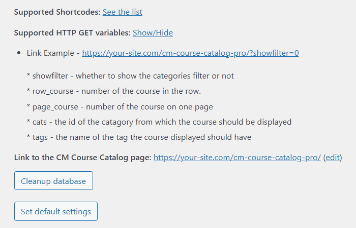 Link to the course catalog page - WordPress Plugin for Online Courses