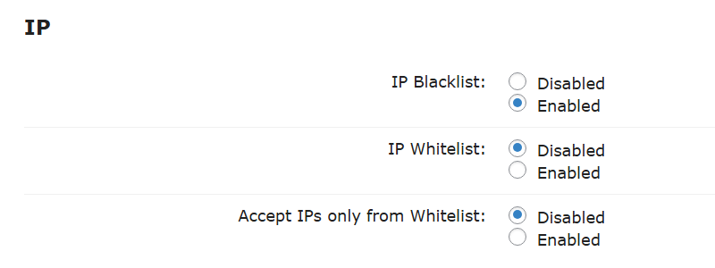 IP settings - Domain Blacklist Plugin