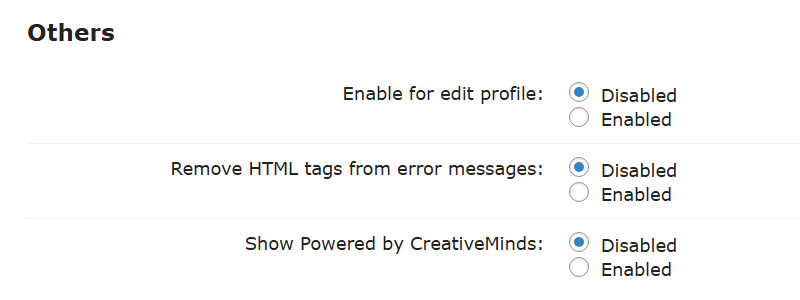 Other settings - WordPress Restrict Email Domains