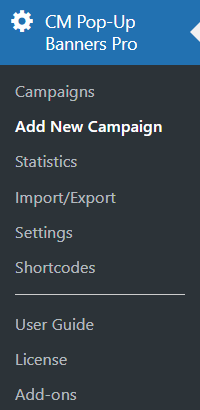 Adding new popup campaign - WordPress Plugin Popup