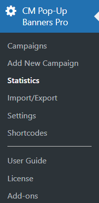 Navigation to popup Statistics - WP Popups