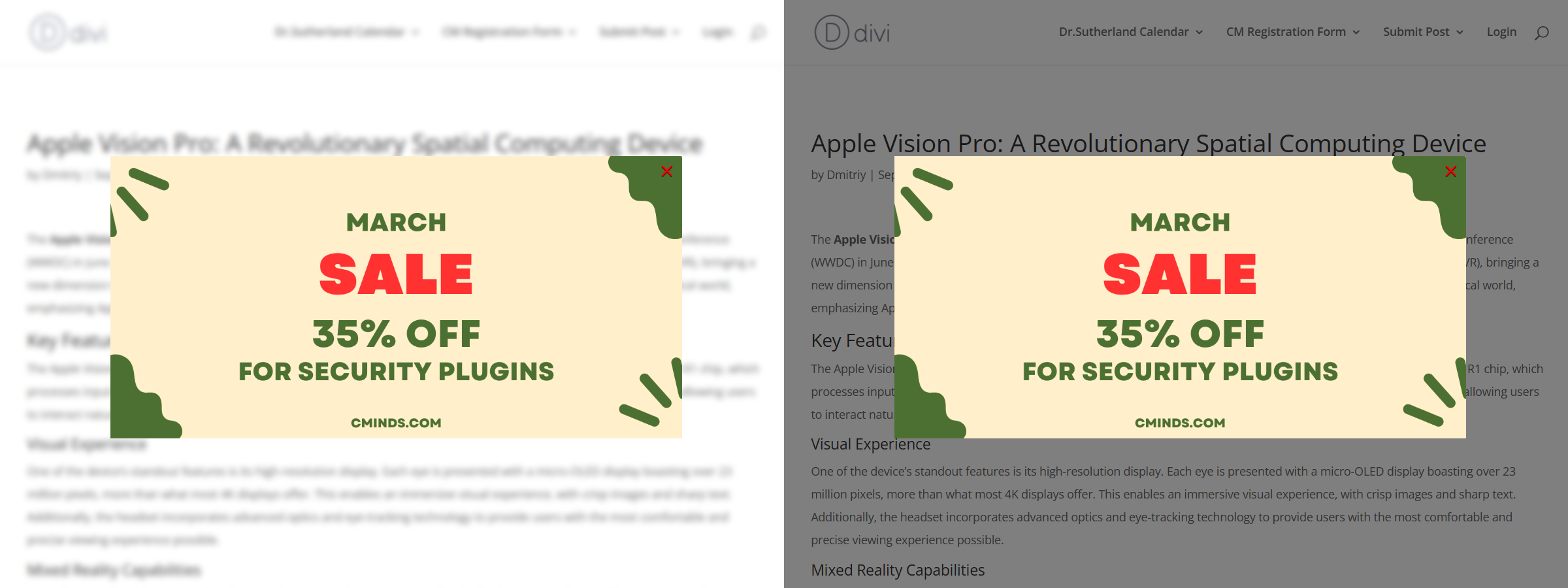 Blue and color overlay examples - Timed Popup WordPress Plugin