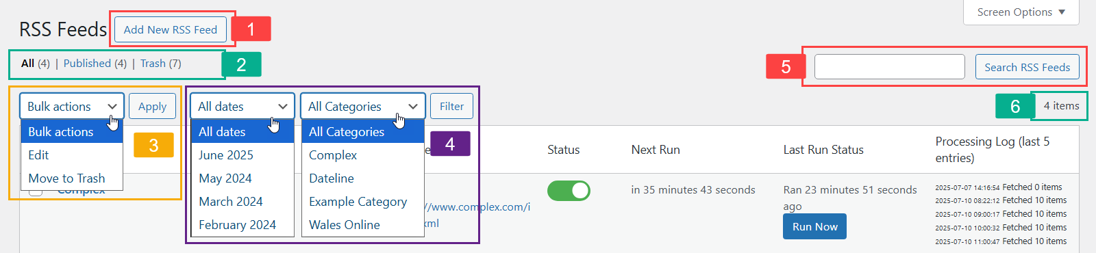 Basic controls - WordPress RSS Multi Importer Plugin