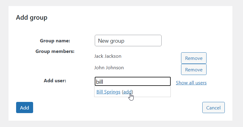 Creating a new user group - File Download Plugin