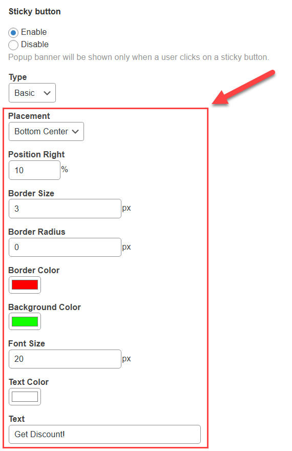 Setting up basic type - WP Popups
