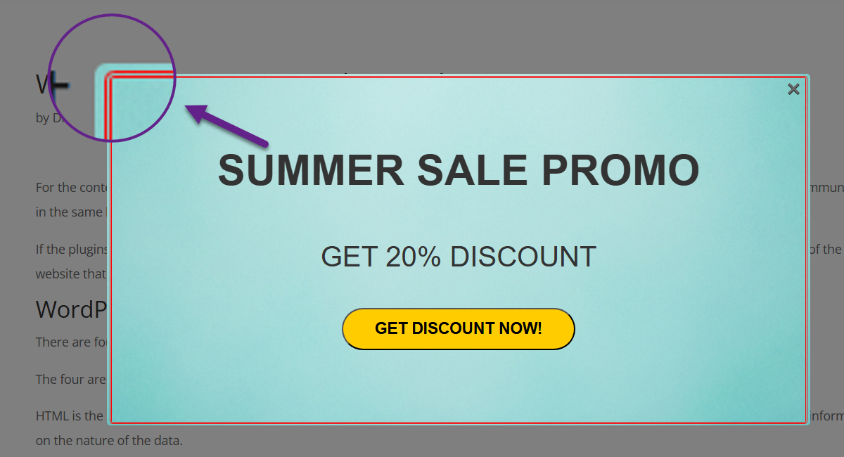 Front-end result - WP Popups