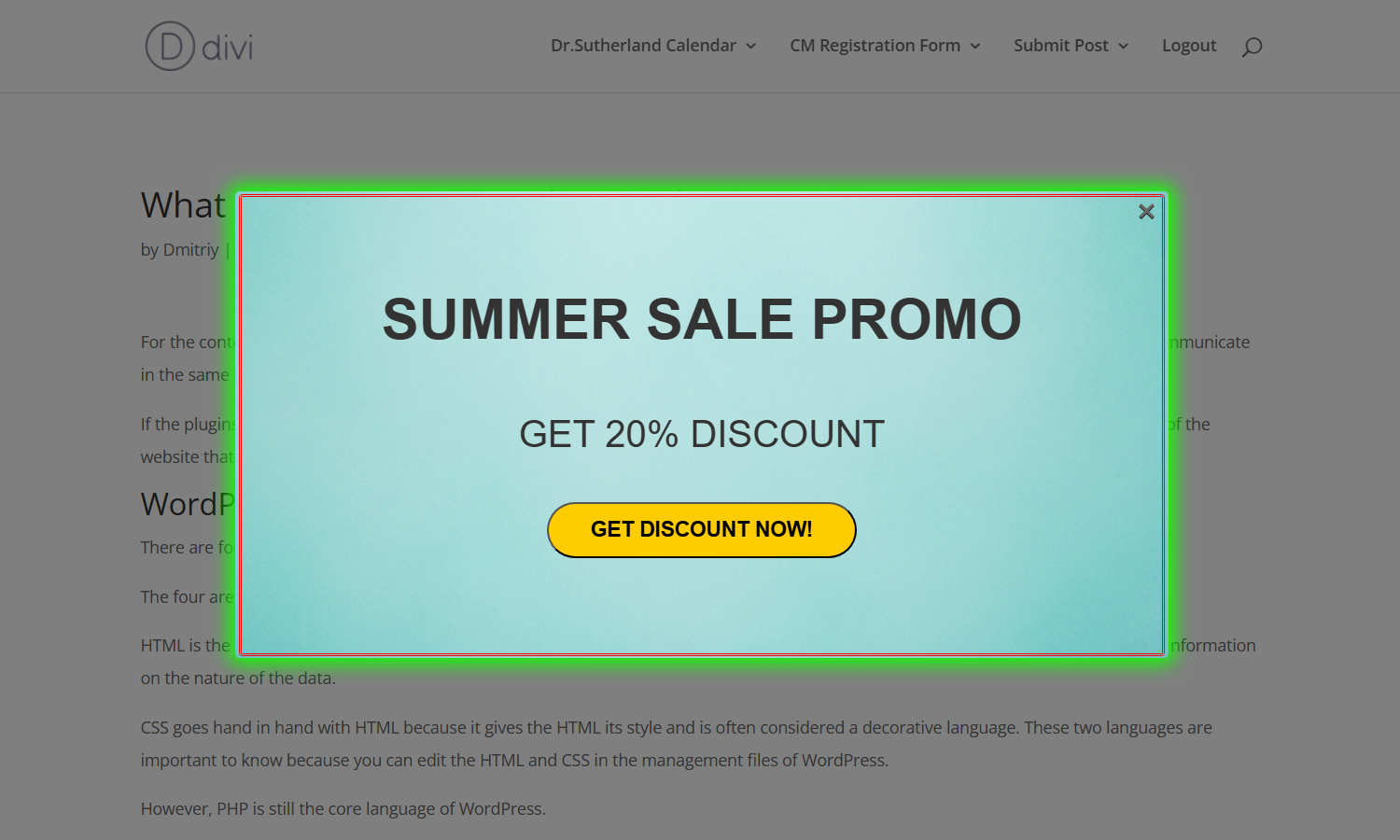 Front-end result - Best WordPress Popup Plugin
