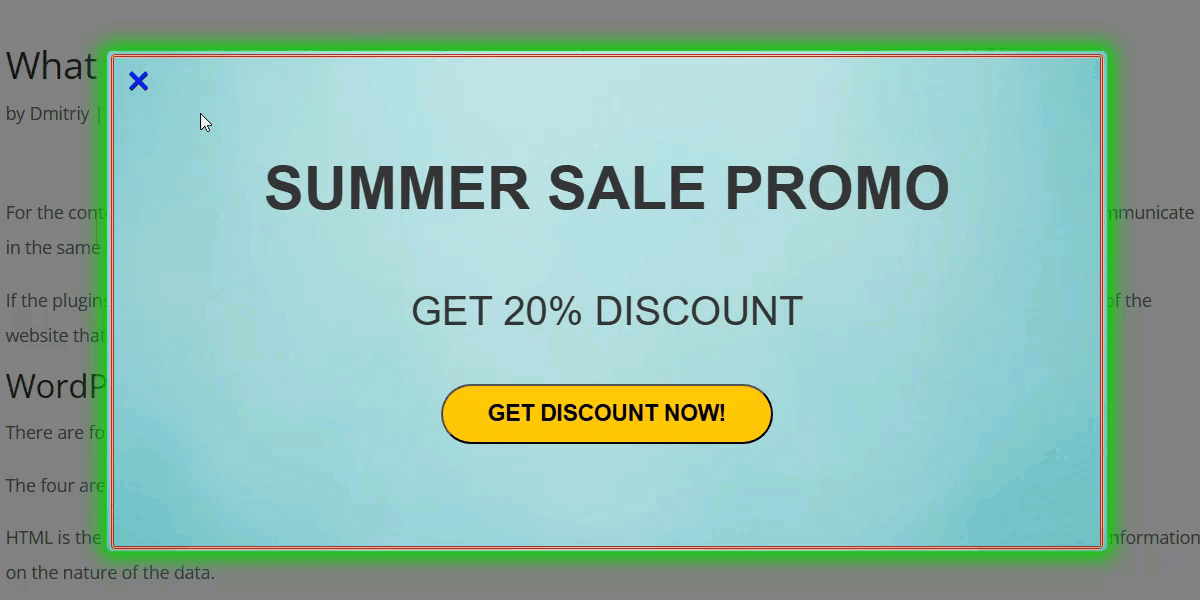 Front-end result - WordPress Popups