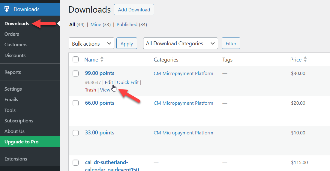 EDD products - WordPress MicroPayments