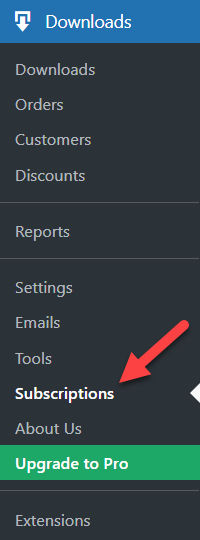 Navigation to EDD subscriptions - WordPress MicroPayments